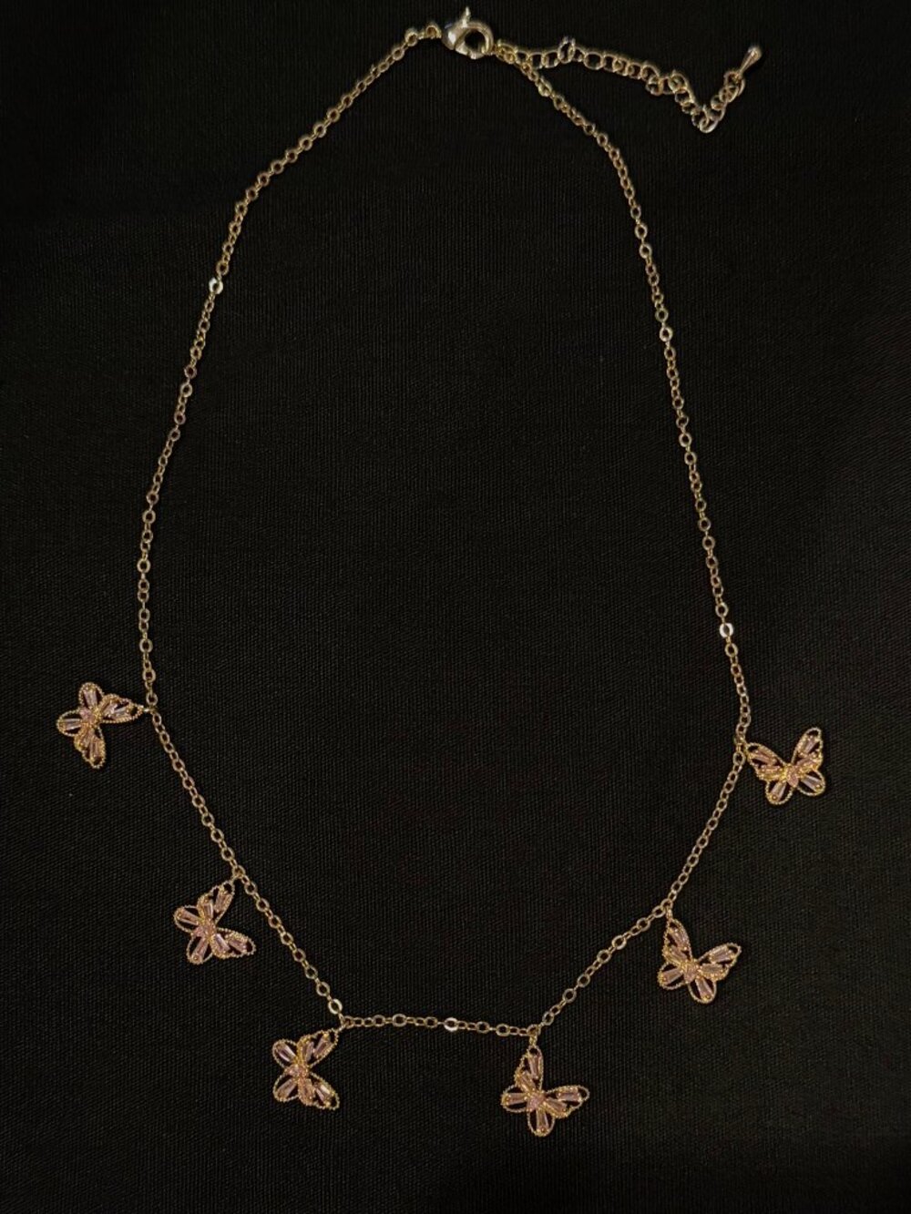 Sweet Peeps- Gold Butterfly Chocker (with pink gems on butterfly)
